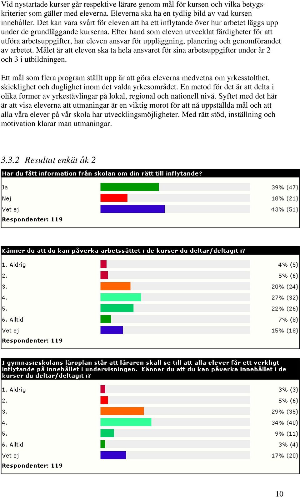 Efter hand som eleven utvecklat färdigheter för att utföra arbetsuppgifter, har eleven ansvar för uppläggning, planering och genomförandet av arbetet.