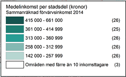 Karta 1: Medelinkomsten (sammanräknad förvärvsinkomst)