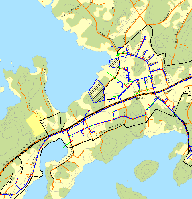 Högmalmsvägen område 1 Permanentning 6 fastigheter/1 permanentbebodd/2 folkbokförda (17%), förutom en liten remsa på tre fastigheter. Tomtstorlek Varierar från 2 000 till 8 000 m 2.