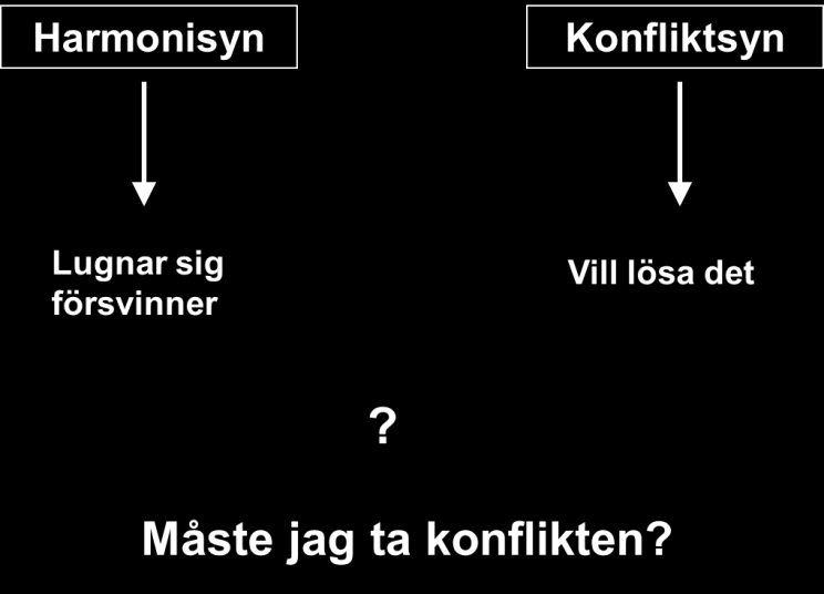 Konflikthantering Vad är en konflikt? Konflikter kan uppstå mellan spelare, ledare, publik, kamrater, flickvän etc. Konflikt innebär ett möte mellan oförenliga intressen.