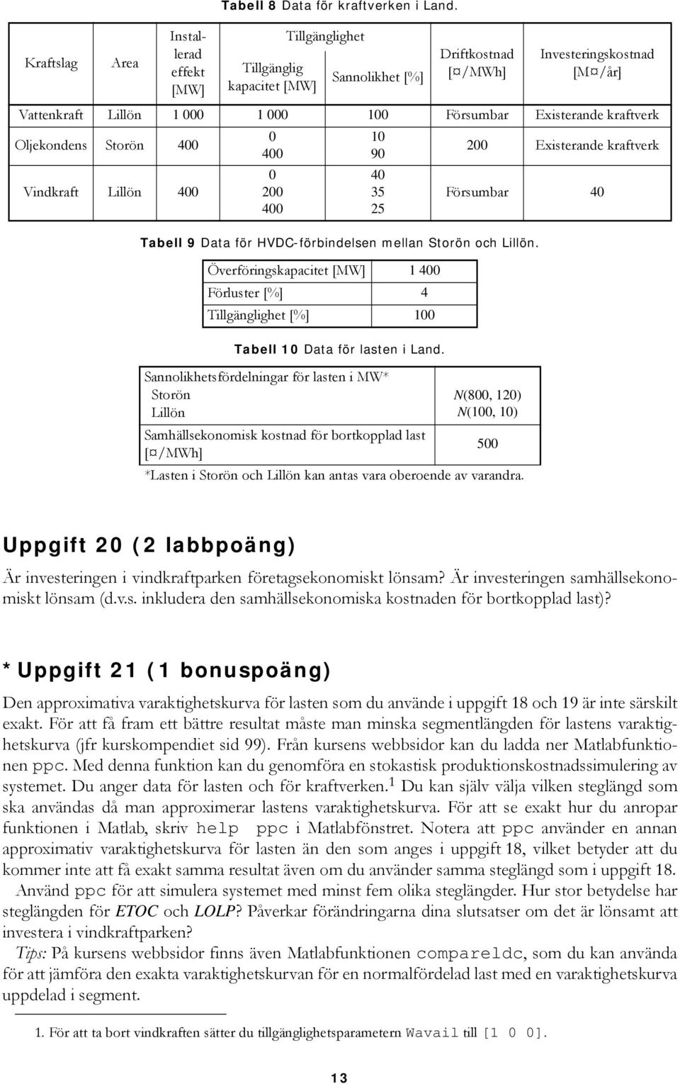 Vindkraft Lillön 400 0 400 0 200 400 10 90 40 35 25 200 Existerande kraftverk Försumbar 40 Tabell 9 Data för HVDC-förbindelsen mellan Storön och Lillön.