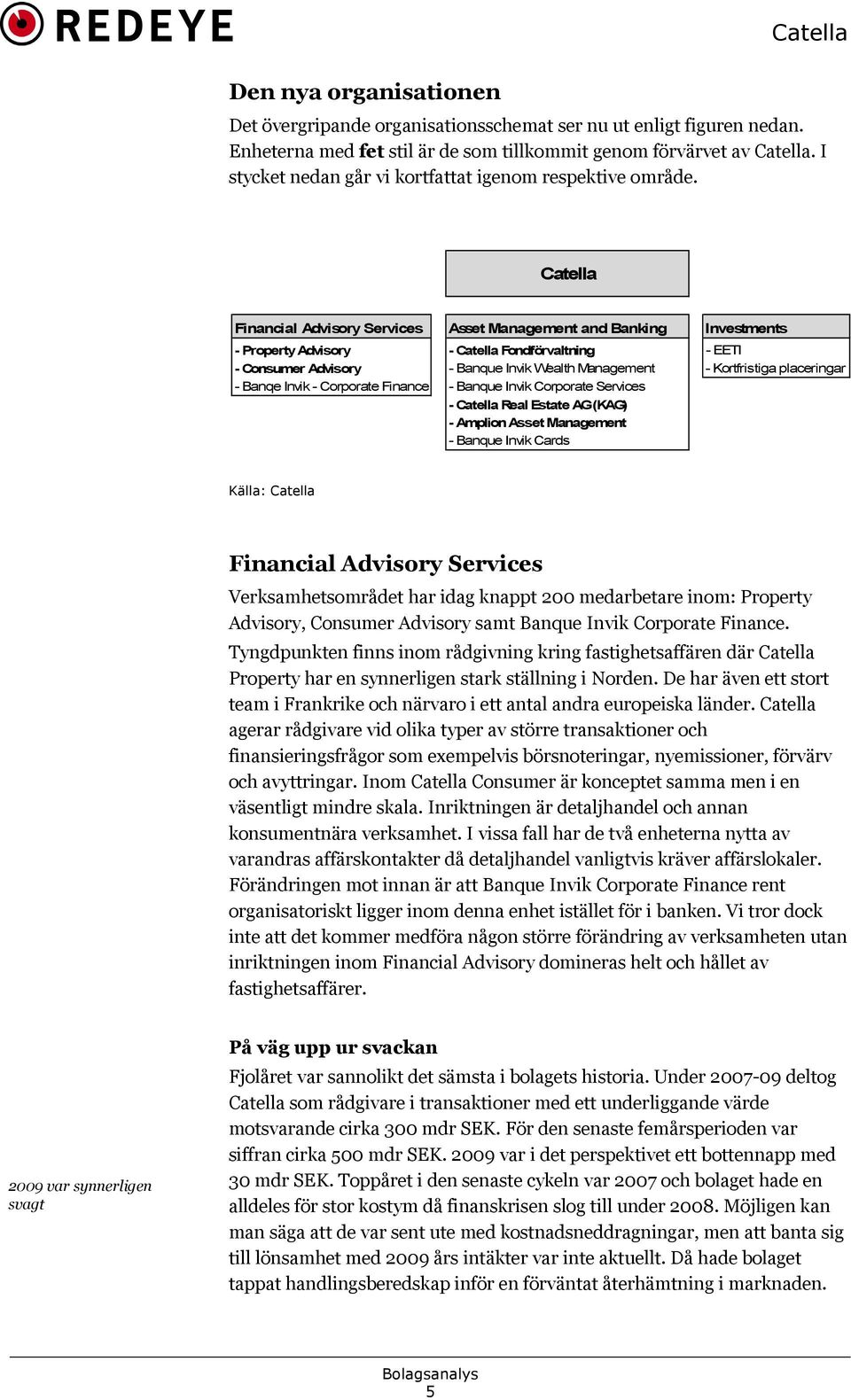 Catella Financial Advisory Services Asset Management and Banking Investments - Property Advisory - Catella Fondförvaltning - EETI - Consumer Advisory - Banque Invik Wealth Management - Kortfristiga