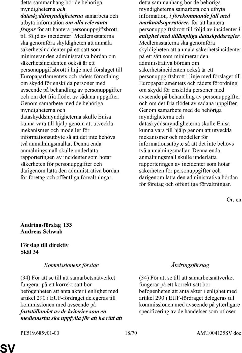 förslaget till Europaparlamentets och rådets förordning om skydd för enskilda personer med avseende på behandling av personuppgifter och om det fria flödet av sådana uppgifter.