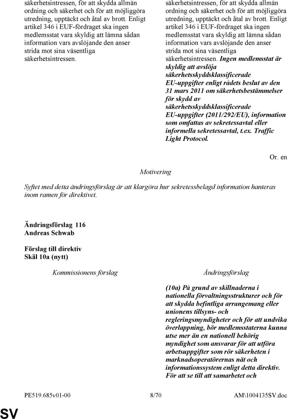 Ingen medlemsstat är skyldig att avslöja säkerhetsskyddsklassificerade EU-uppgifter enligt rådets beslut av den 31 mars 2011 om säkerhetsbestämmelser för skydd av säkerhetsskyddsklassificerade