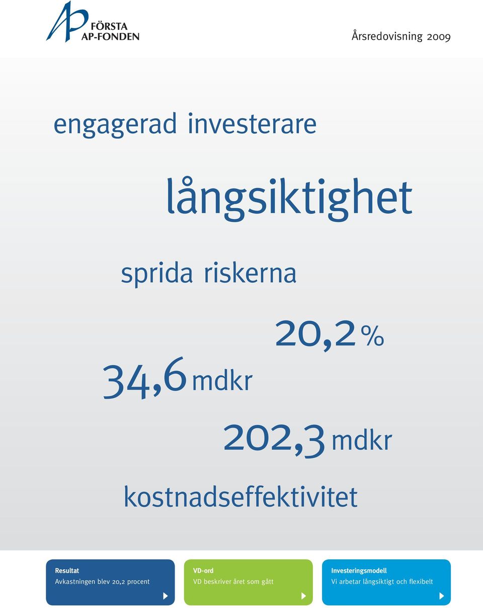 Resultat Avkastningen blev 20,2 procent VD-ord VD beskriver