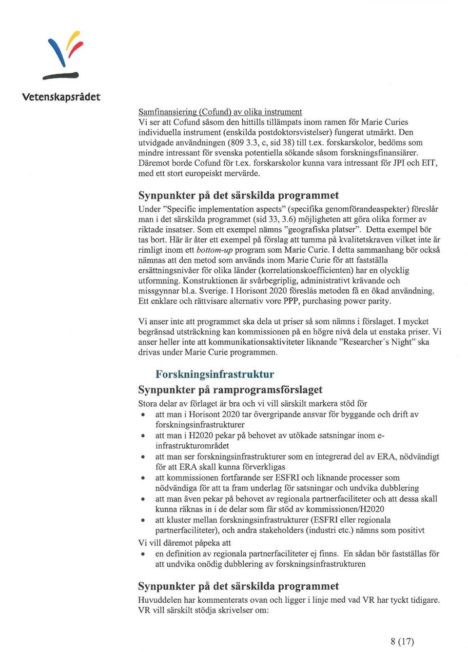 vnpunkterpådetsärsdaprammet Under "Specific implementation aspeets"(speeifikagenomförandeaspekter)föreslår manidet särskilda programrnet(sid 33,3.