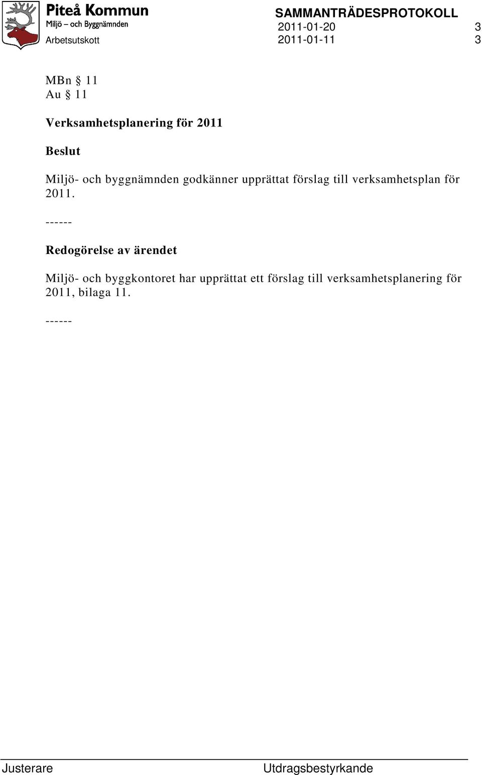 verksamhetsplan för 2011.