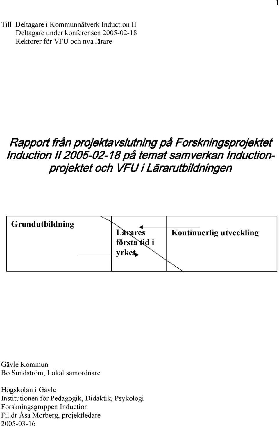 Lärarutbildningen Grundutbildning Lärares första tid i yrket Kontinuerlig utveckling Gävle Kommun Bo Sundström, Lokal