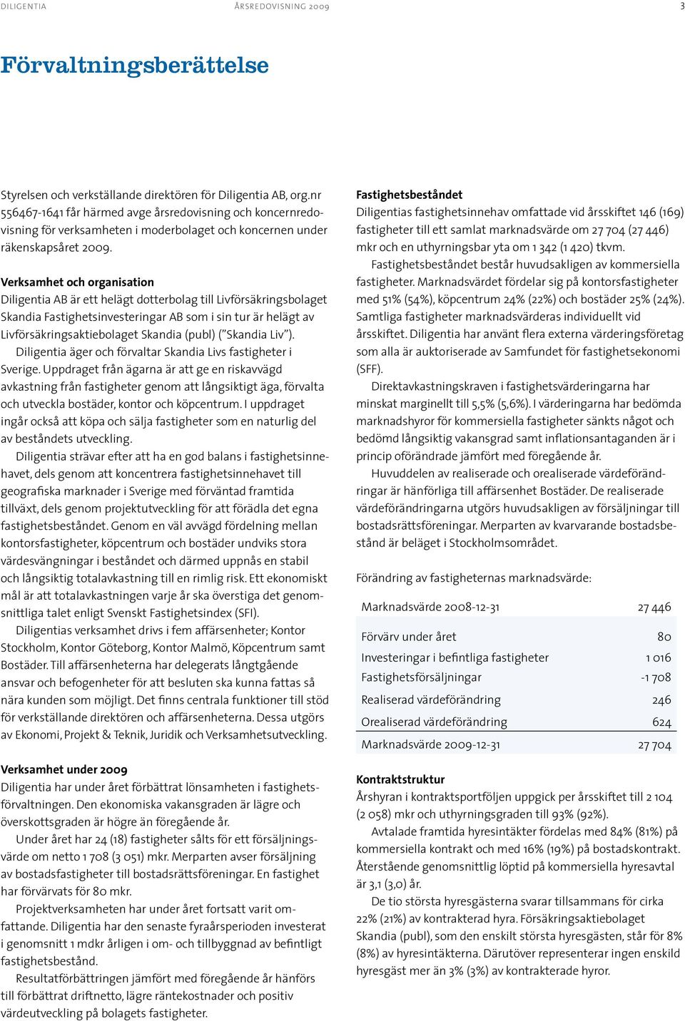 Verksamhet och organisation AB är ett helägt dotterbolag till Livförsäkringsbolaget Skandia Fastighetsinvesteringar AB som i sin tur är helägt av Livförsäkringsaktiebolaget Skandia (publ) ( Skandia