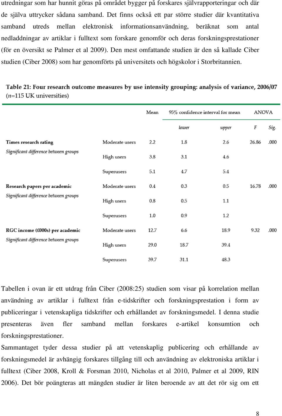 deras forskningsprestationer (för en översikt se Palmer et al 2009).