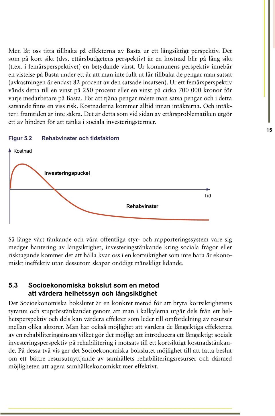 Ur kommunens perspektiv innebär en vistelse på Basta under ett år att man inte fullt ut får tillbaka de pengar man satsat (avkastningen är endast 82 procent av den satsade insatsen).