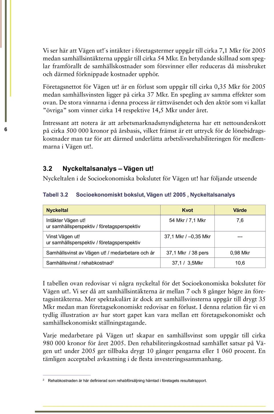 är en förlust som uppgår till cirka 0,35 Mkr för 2005 medan samhällsvinsten ligger på cirka 37 Mkr. En spegling av samma effekter som ovan.