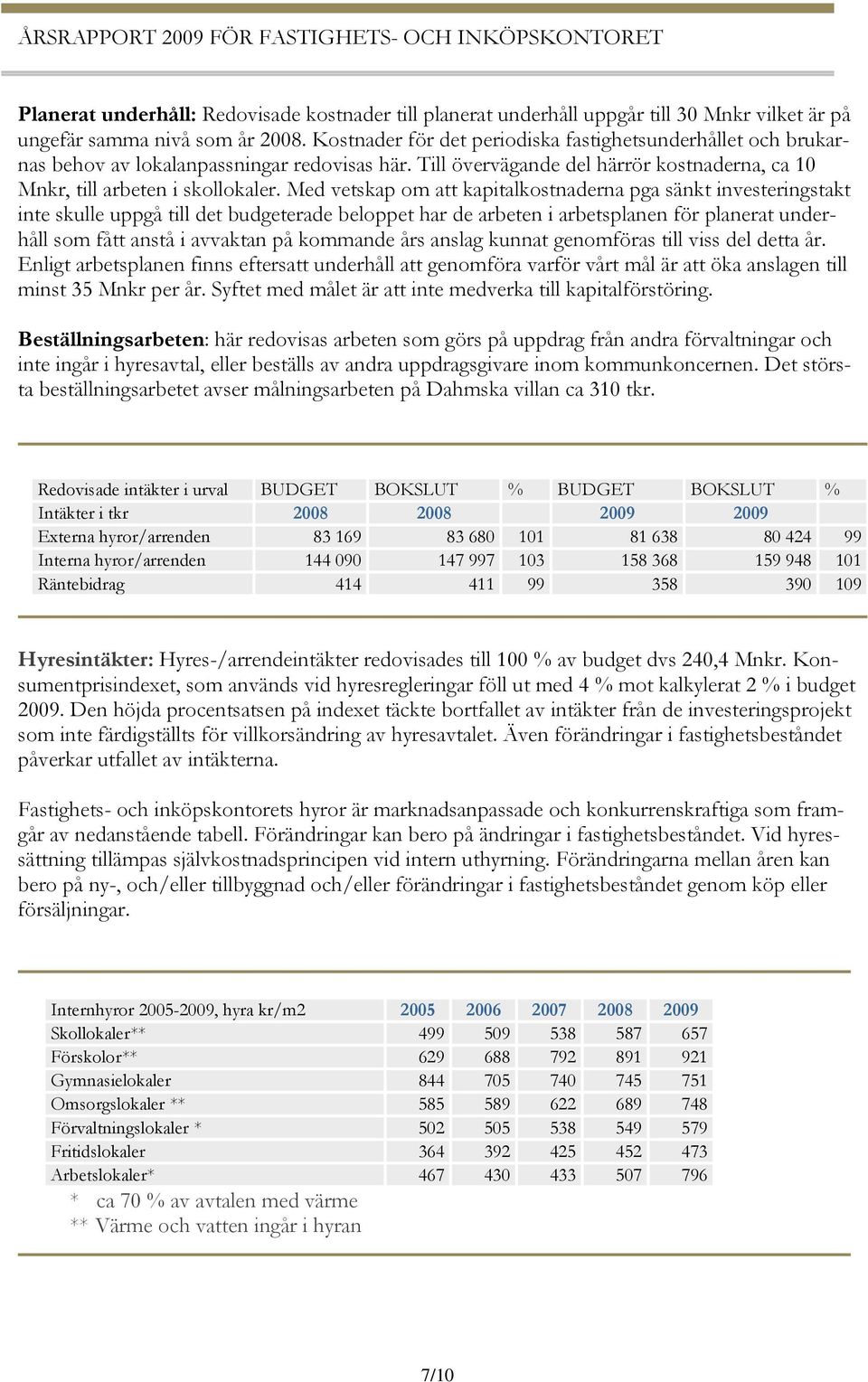 Med vetskap om att kapitalkostnaderna pga sänkt investeringstakt inte skulle uppgå till det budgeterade beloppet har de arbeten i arbetsplanen för planerat underhåll som fått anstå i avvaktan på