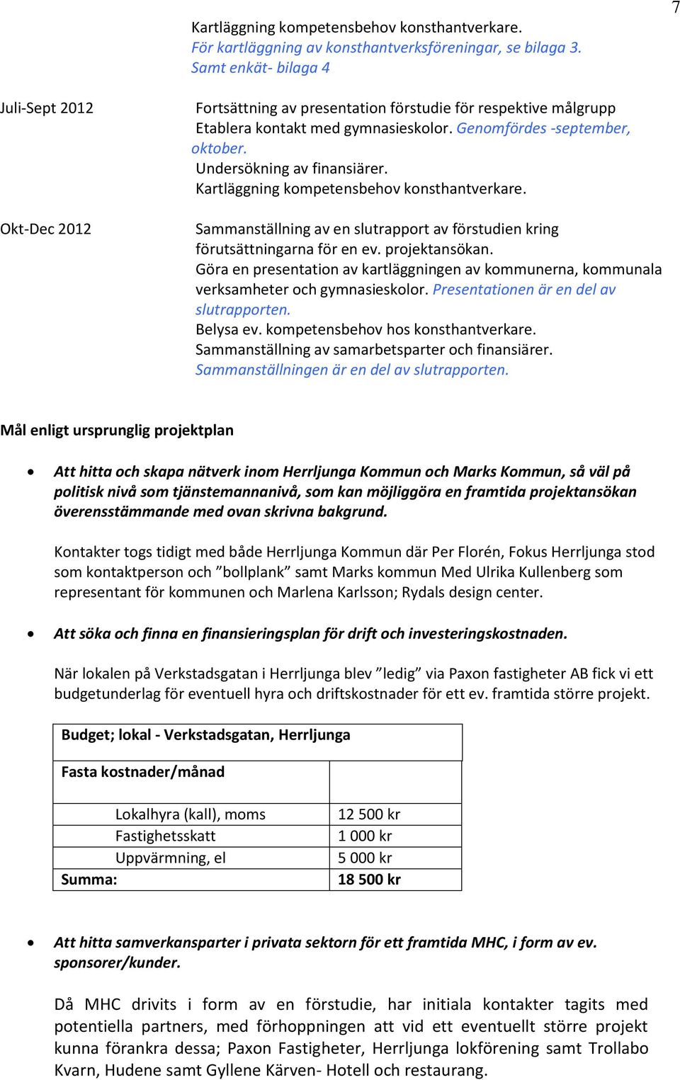 Undersökning av finansiärer. Kartläggning kompetensbehov konsthantverkare. Sammanställning av en slutrapport av förstudien kring förutsättningarna för en ev. projektansökan.