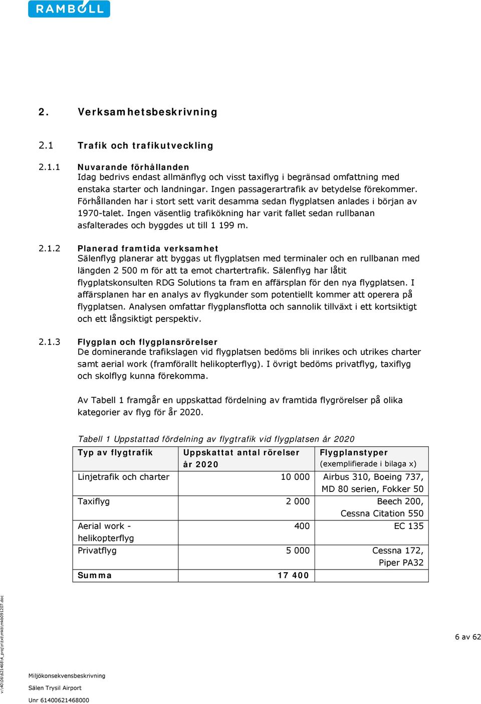 Ingen väsentlig trafikökning har varit fallet sedan rullbanan asfalterades och byggdes ut till 1 