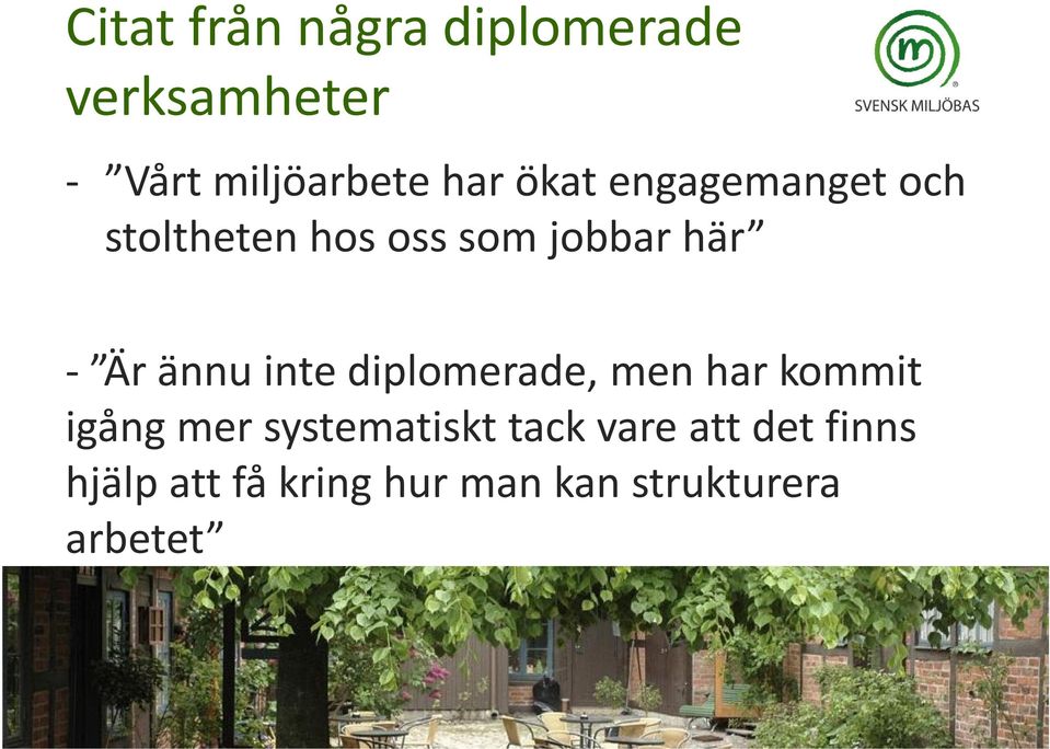 diplomerade, men har kommit igång mer systematiskt