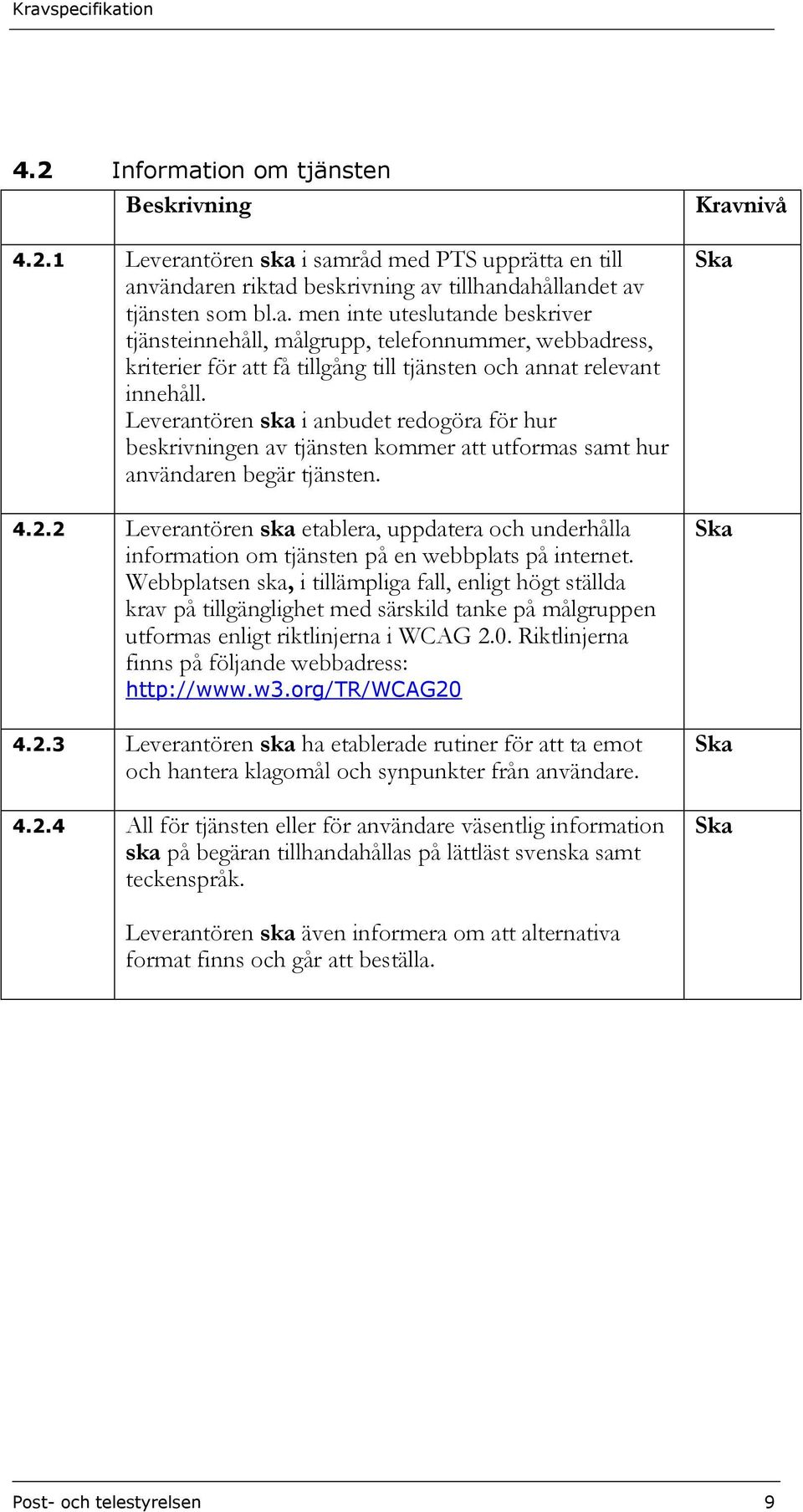 2 Leverantören ska etablera, uppdatera och underhålla information om tjänsten på en webbplats på internet.