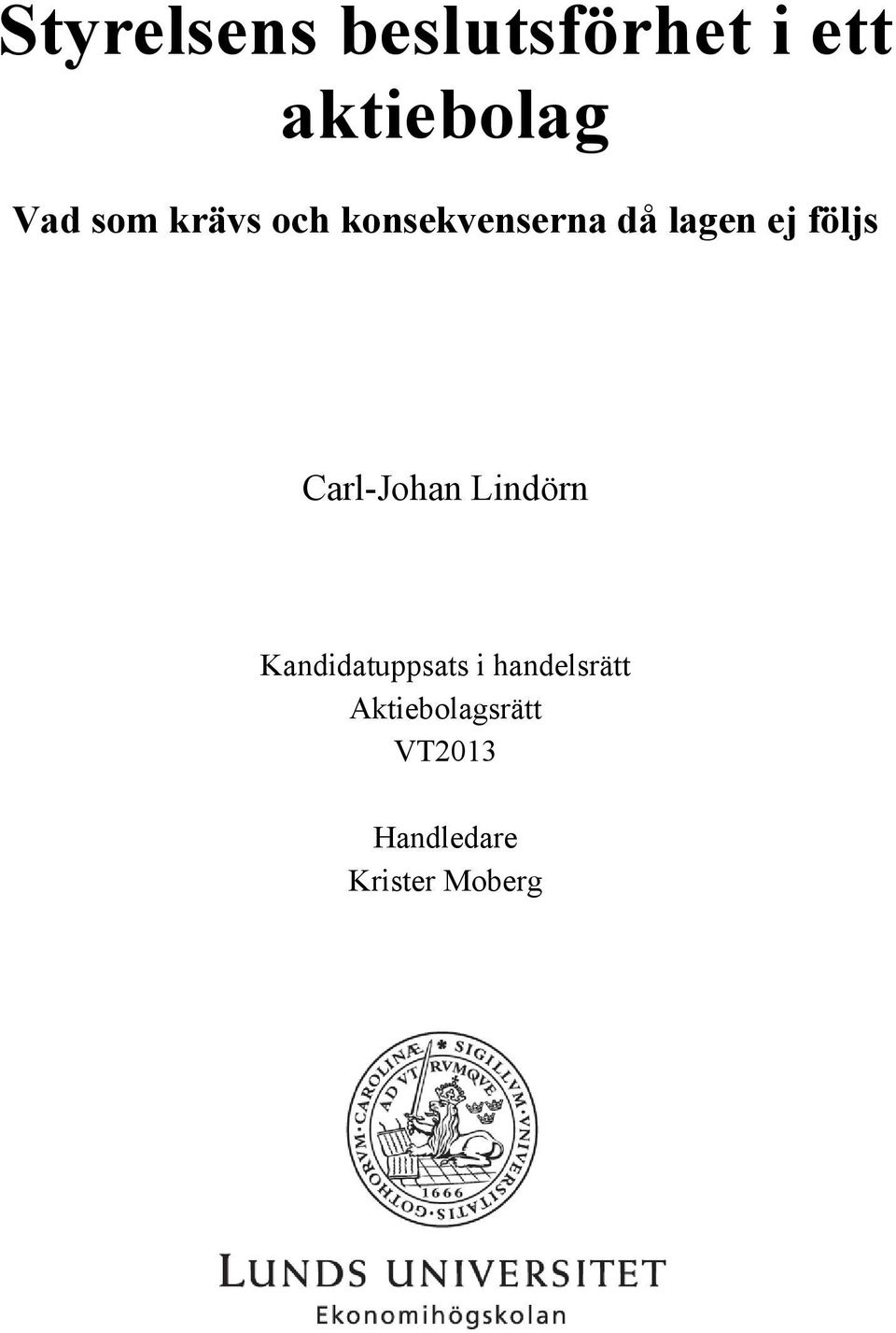 Carl-Johan Lindörn Kandidatuppsats i