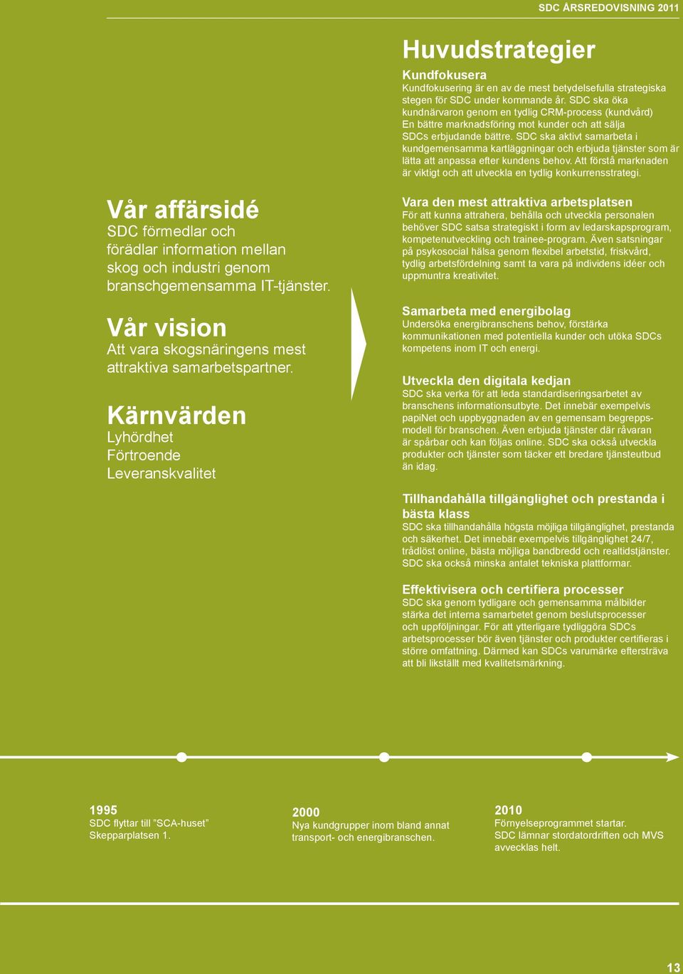 SDC ska aktivt samarbeta i kundgemensamma kartläggningar och erbjuda tjänster som är lätta att anpassa efter kundens behov.