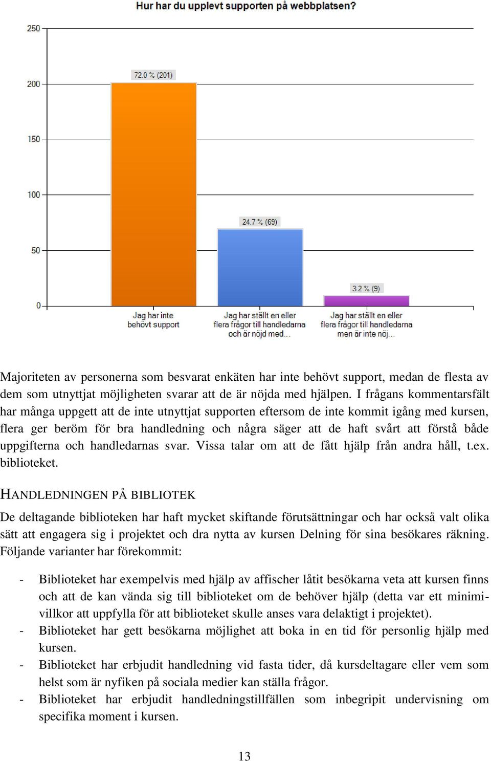 både uppgifterna och handledarnas svar. Vissa talar om att de fått hjälp från andra håll, t.ex. biblioteket.