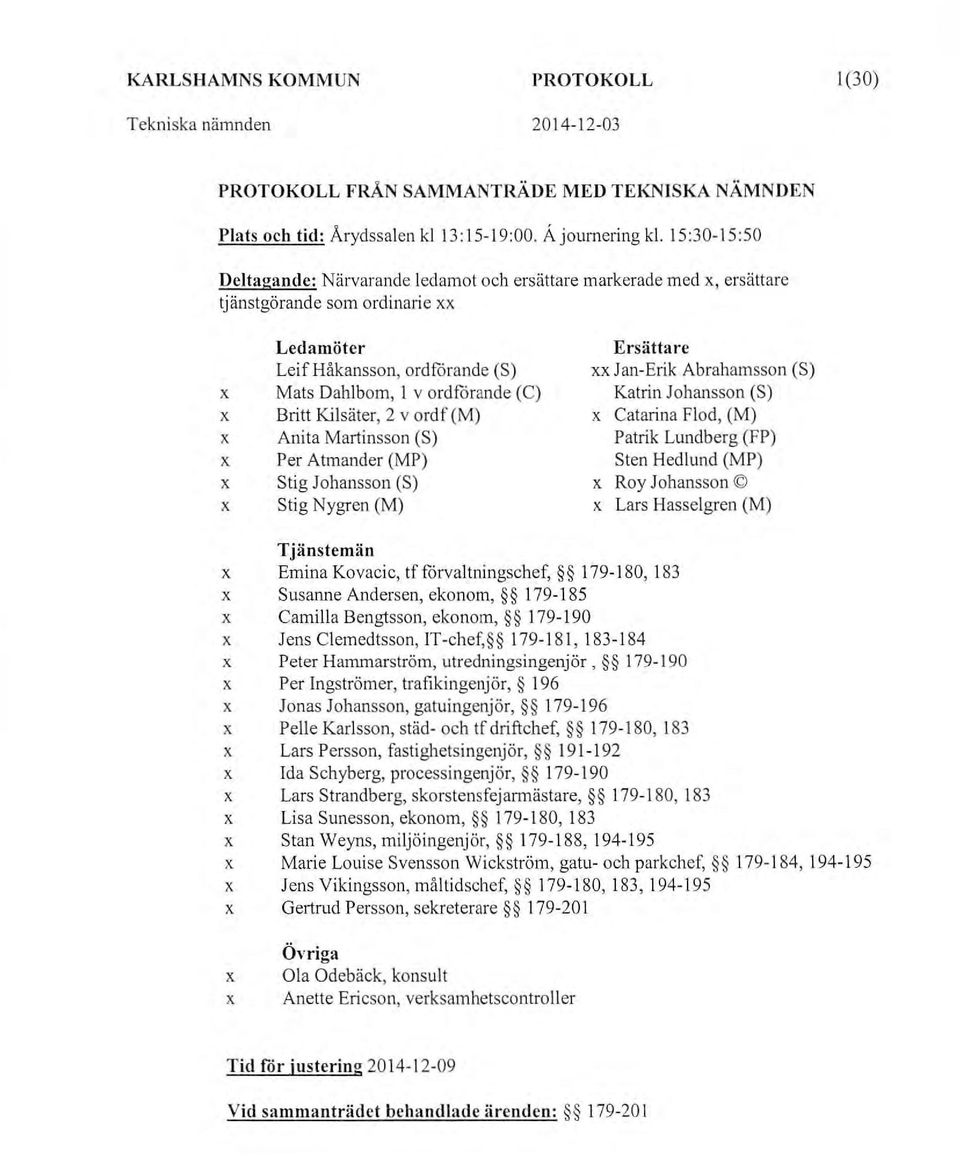 Kilsäter, 2 v rdf (M) Anita Martinssn (S) Per Atmander (MP) Stig Jhanssn (S) Stig Nygren (M) Ersättare xxjan-erik Abrahamssn (S) Katrin Jhanssn (S) x Catarina Fld, (M) Patrik Lundberg (FP) Sten