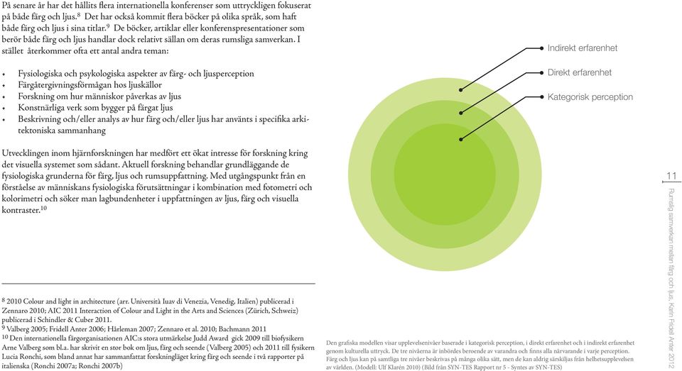 9 De böcker, artiklar eller konferenspresentationer som berör både färg och ljus handlar dock relativt sällan om deras rumsliga samverkan.