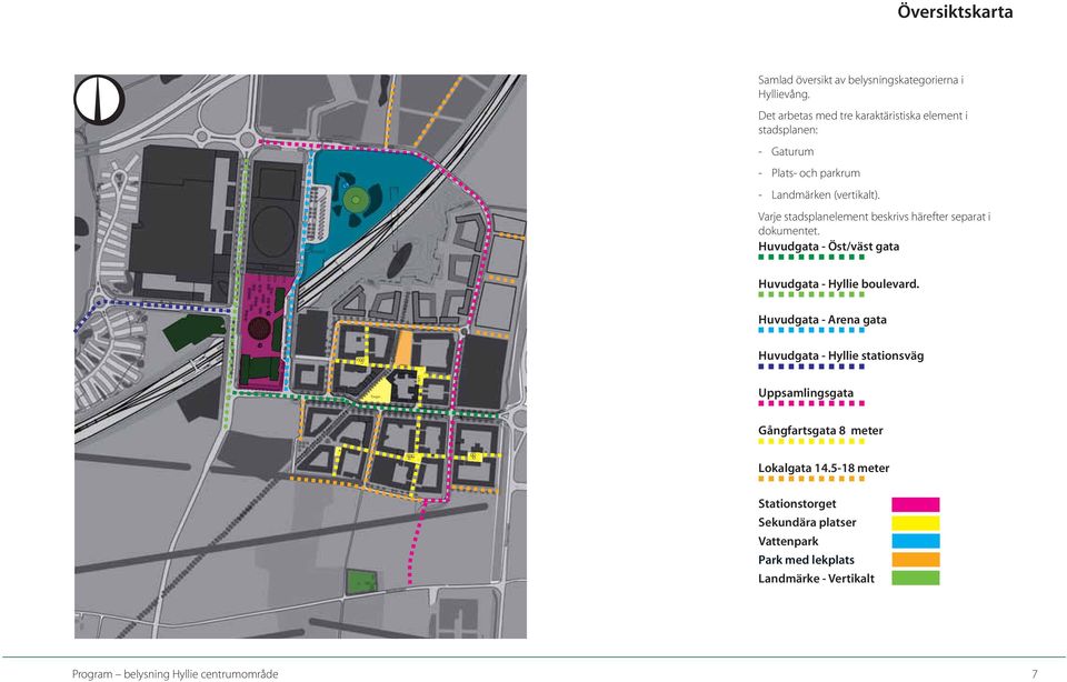 Varje stadsplanelement beskrivs härefter separat i dokumentet. Huvudgata - Öst/väst gata Huvudgata - Hyllie boulevard.