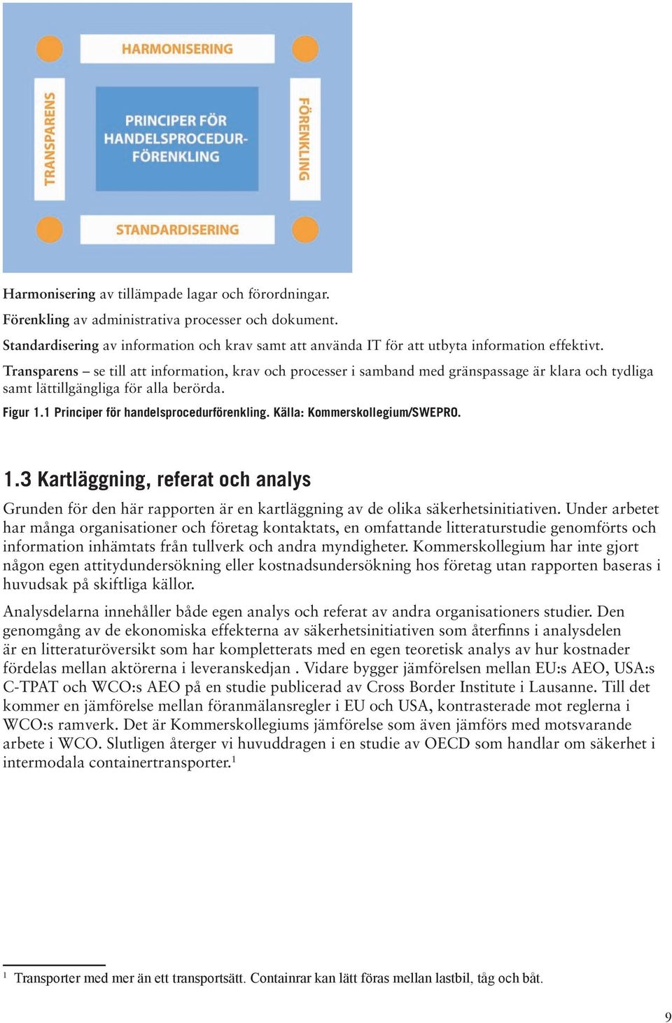 Transparens se till att information, krav och processer i samband med gränspassage är klara och tydliga samt lättillgängliga för alla berörda. Figur 1.1 Principer för handelsprocedurförenkling.