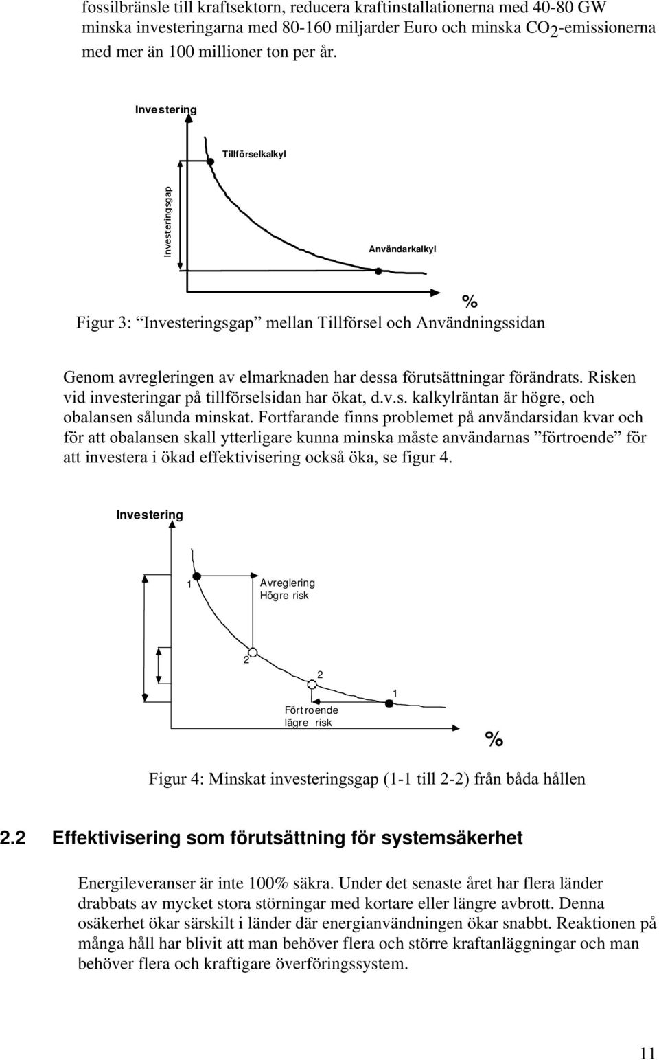 Risken vid investeringar på tillförselsidan har ökat, d.v.s. kalkylräntan är högre, och obalansen sålunda minskat.