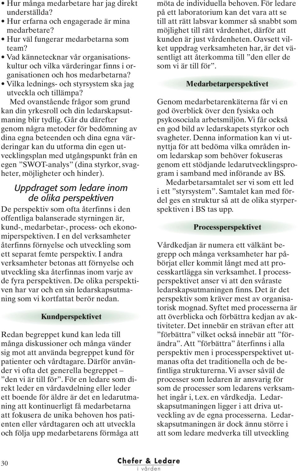 Med ovanstående frågor som grund kan din yrkesroll och din ledarskapsutmaning blir tydlig.