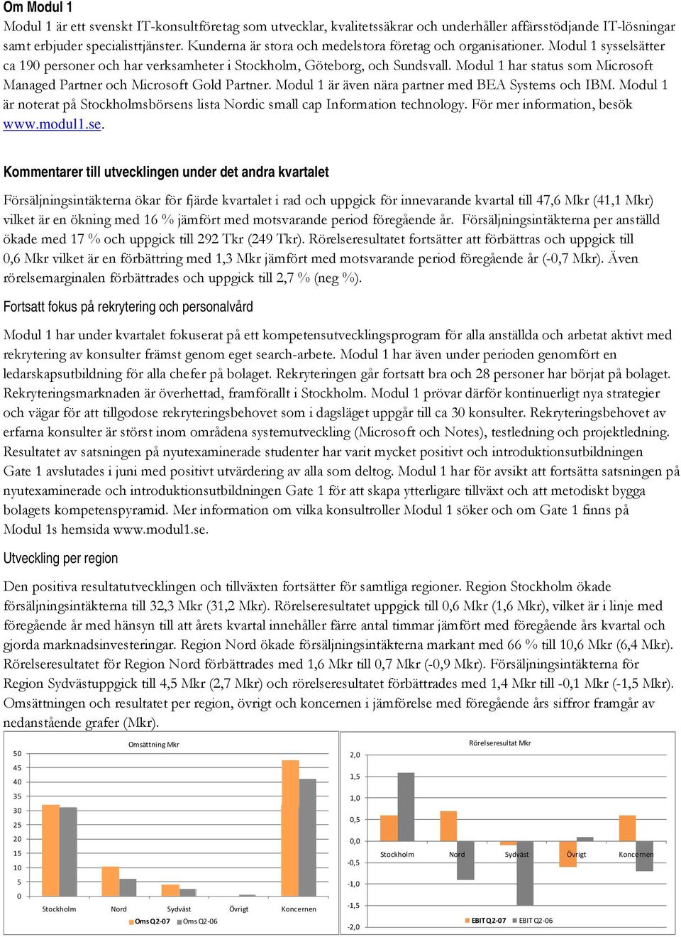 Modul 1 har status som Microsoft Managed Partner och Microsoft Gold Partner. Modul 1 är även nära partner med BEA Systems och IBM.