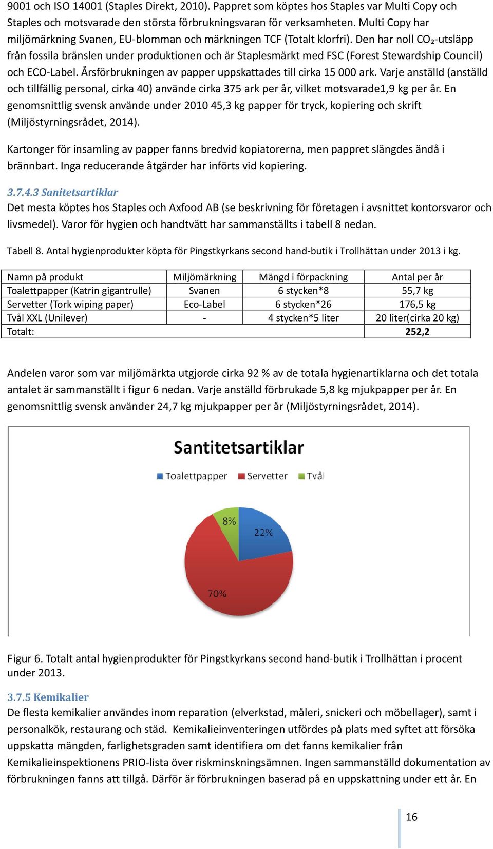 Den har noll CO₂-utsläpp från fossila bränslen under produktionen och är Staplesmärkt med FSC (Forest Stewardship Council) och ECO-Label. Årsförbrukningen av papper uppskattades till cirka 15 000 ark.