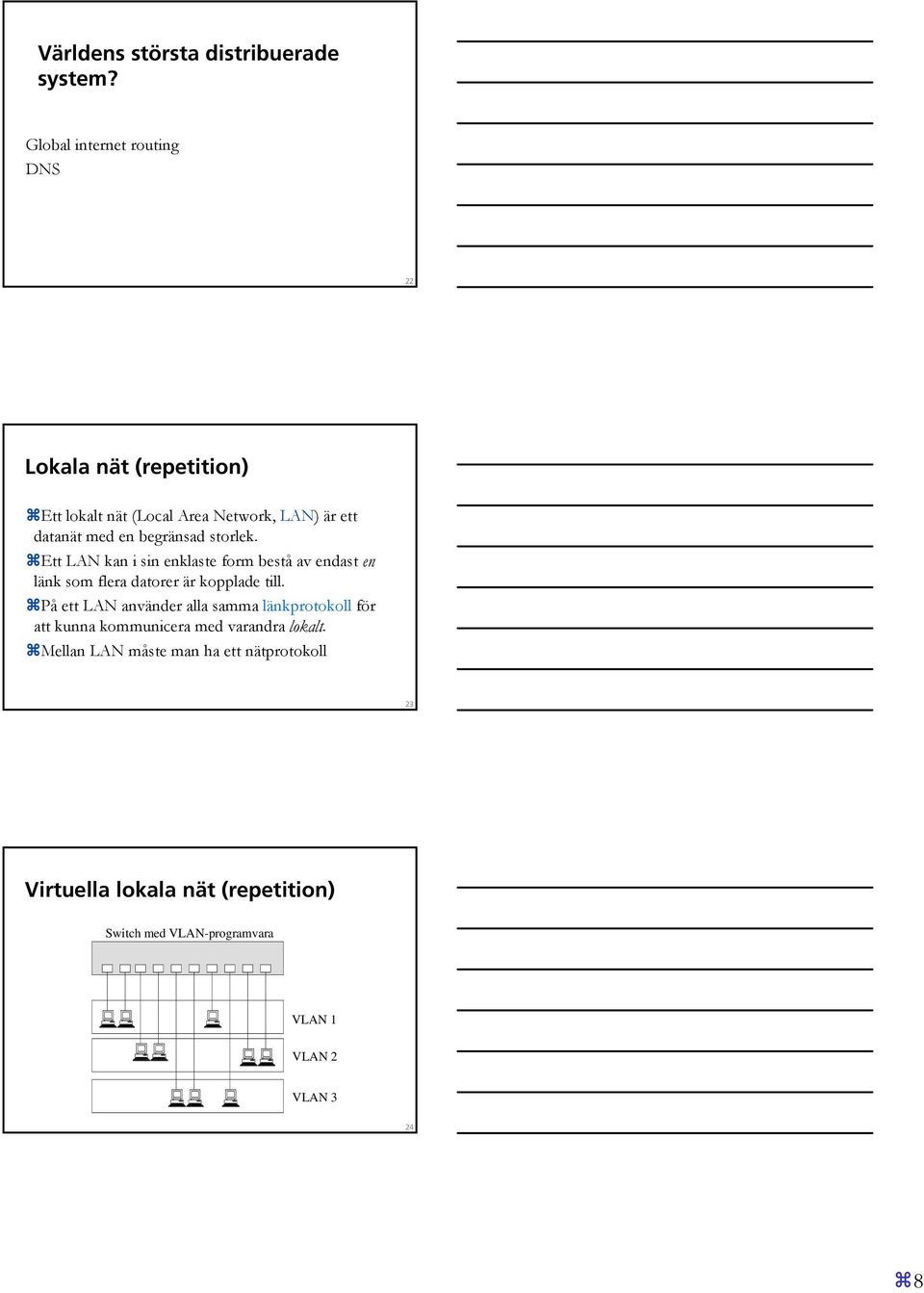 begränsad storlek. Ett LAN kan i sin enklaste form bestå av endast en länk som flera datorer är kopplade till.