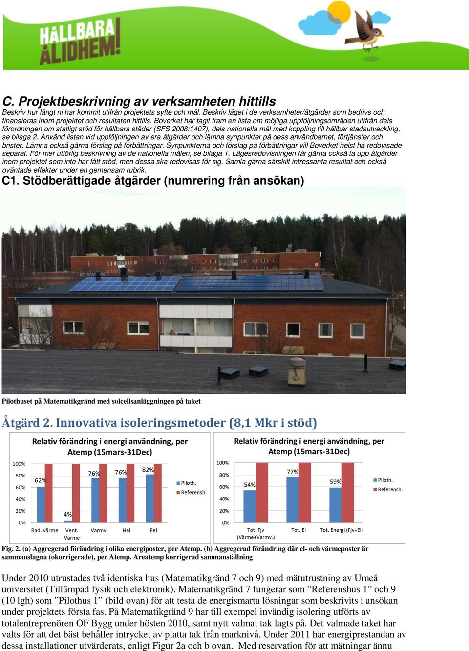 Boverket har tagit fram en lista om möjliga uppföljningsområden utifrån dels förordningen om statligt stöd för hållbara städer (SFS 2008:1407), dels nationella mål med koppling till hållbar