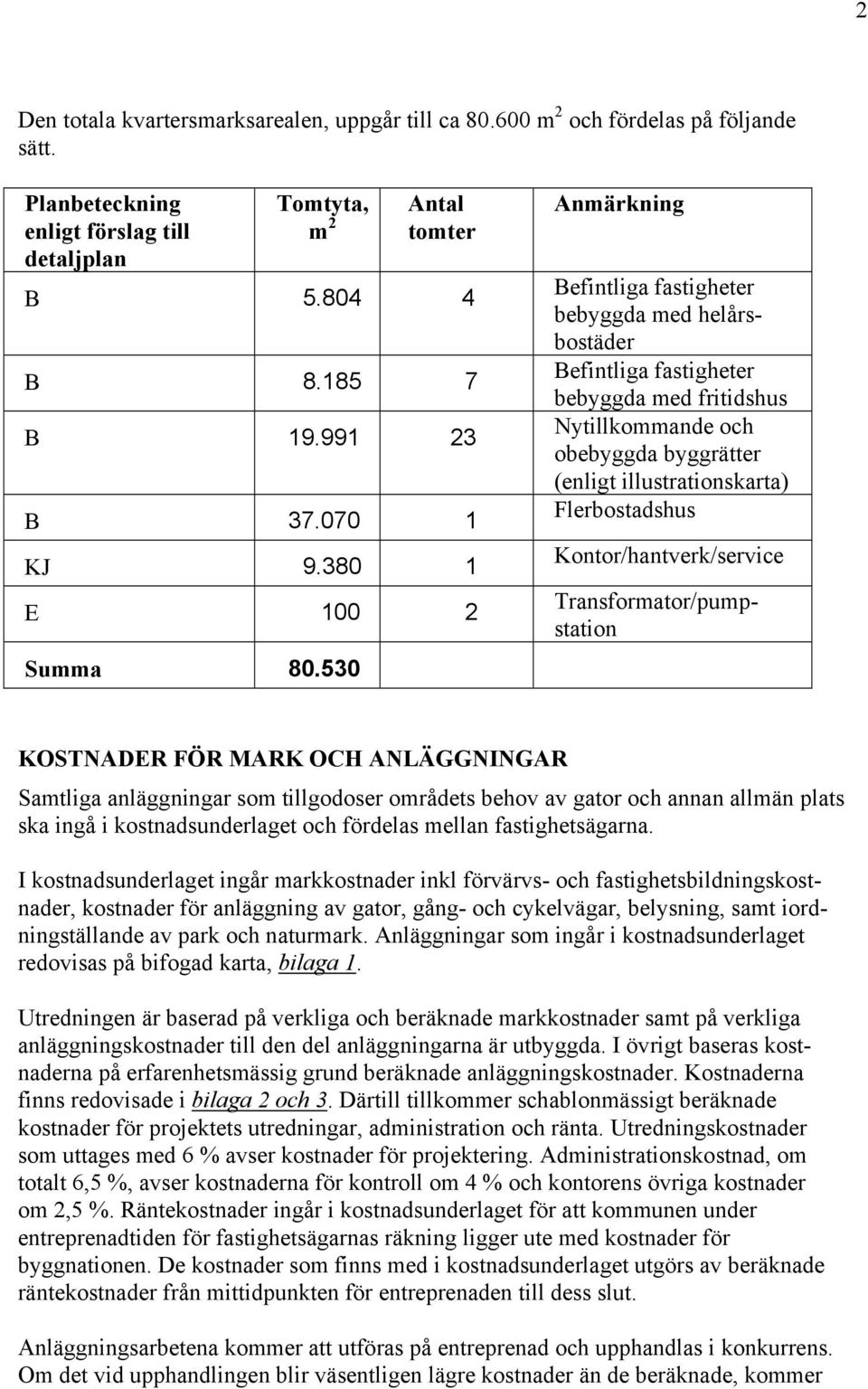 530 Anmärkning Kontor/hantverk/service Befintliga fastigheter bebyggda med helårsbostäder Befintliga fastigheter bebyggda med fritidshus Nytillkommande och obebyggda byggrätter (enligt