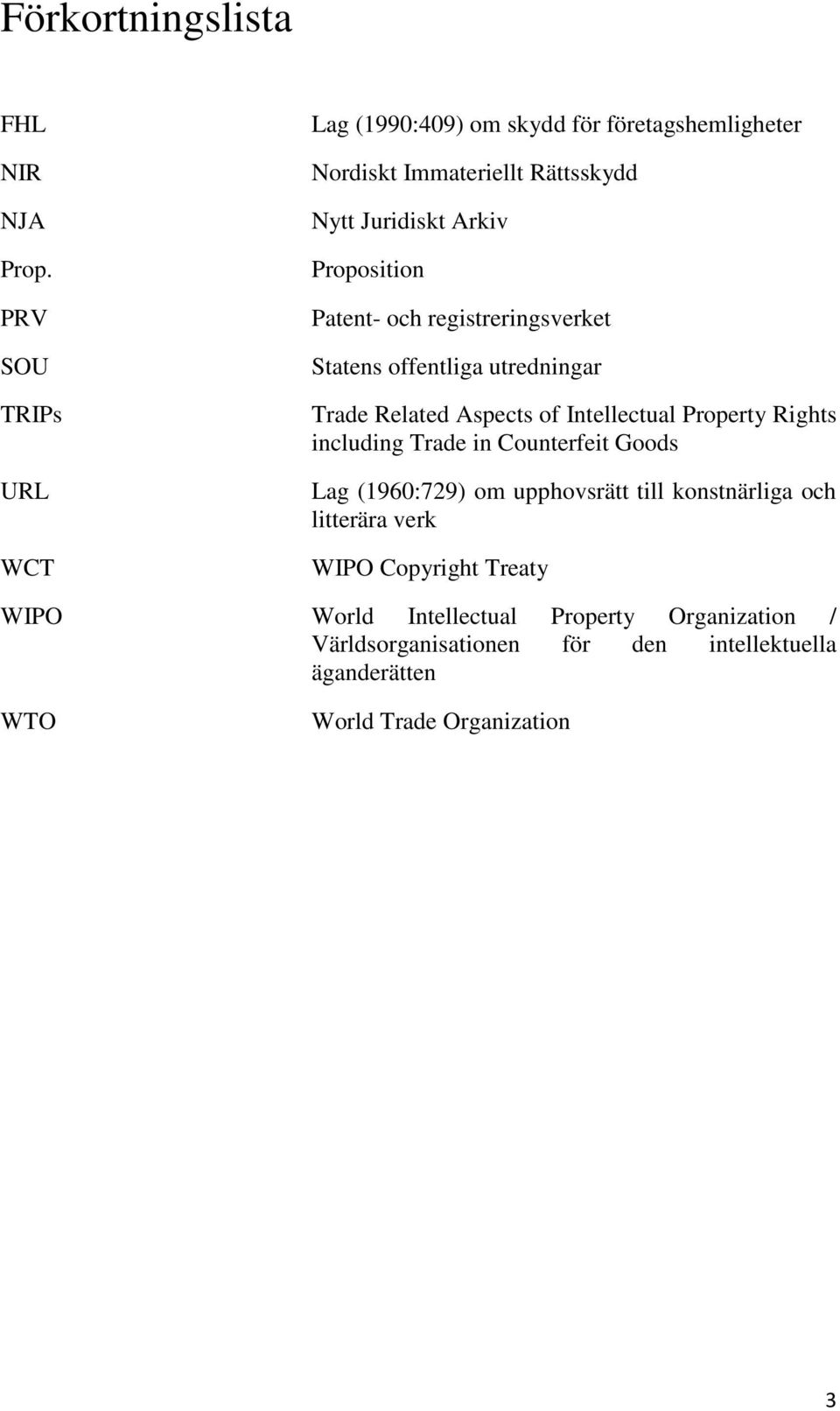 Patent- och registreringsverket Statens offentliga utredningar Trade Related Aspects of Intellectual Property Rights including Trade in