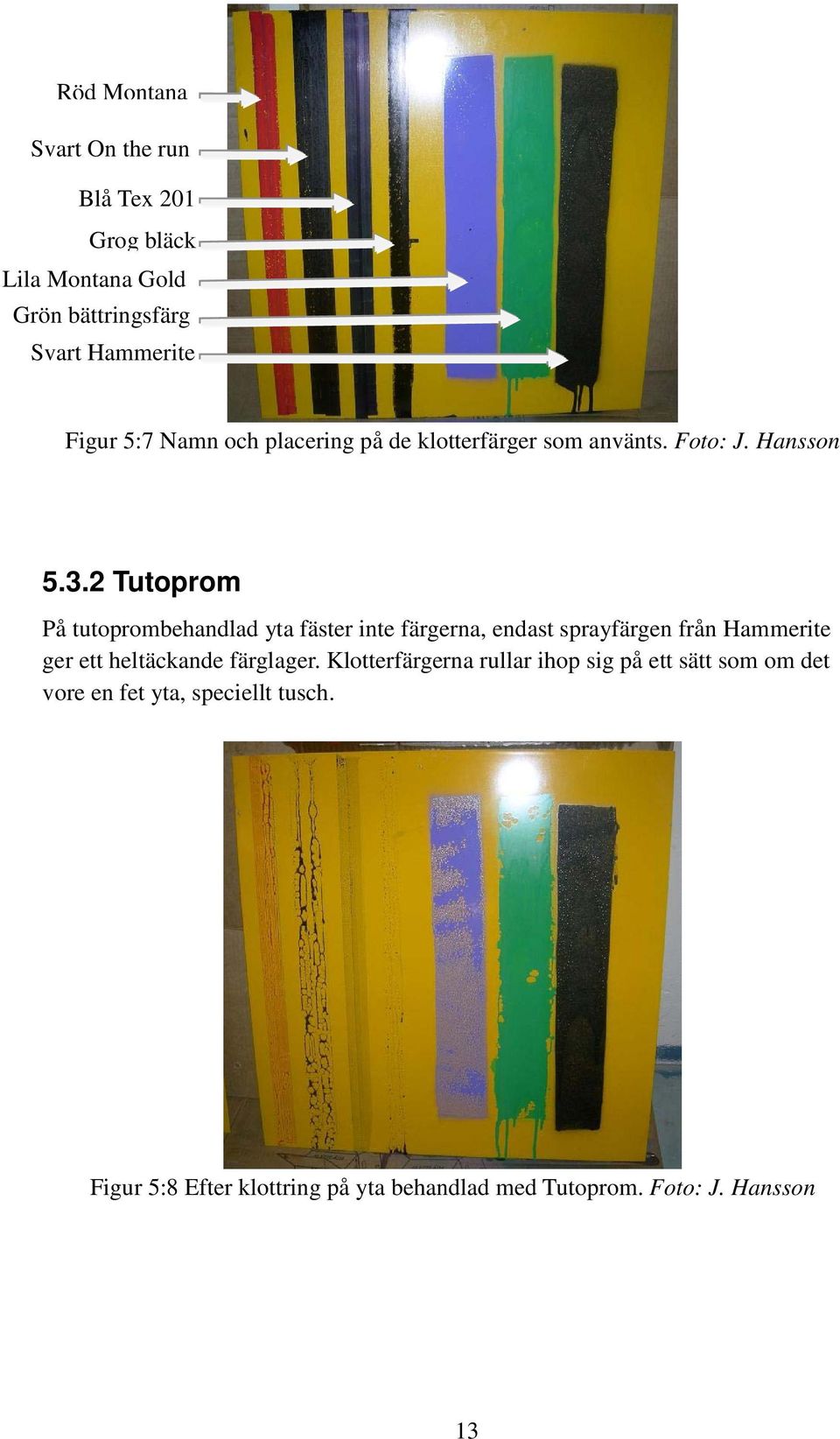 2 Tutoprom På tutoprombehandlad yta fäster inte färgerna, endast sprayfärgen från Hammerite ger ett heltäckande