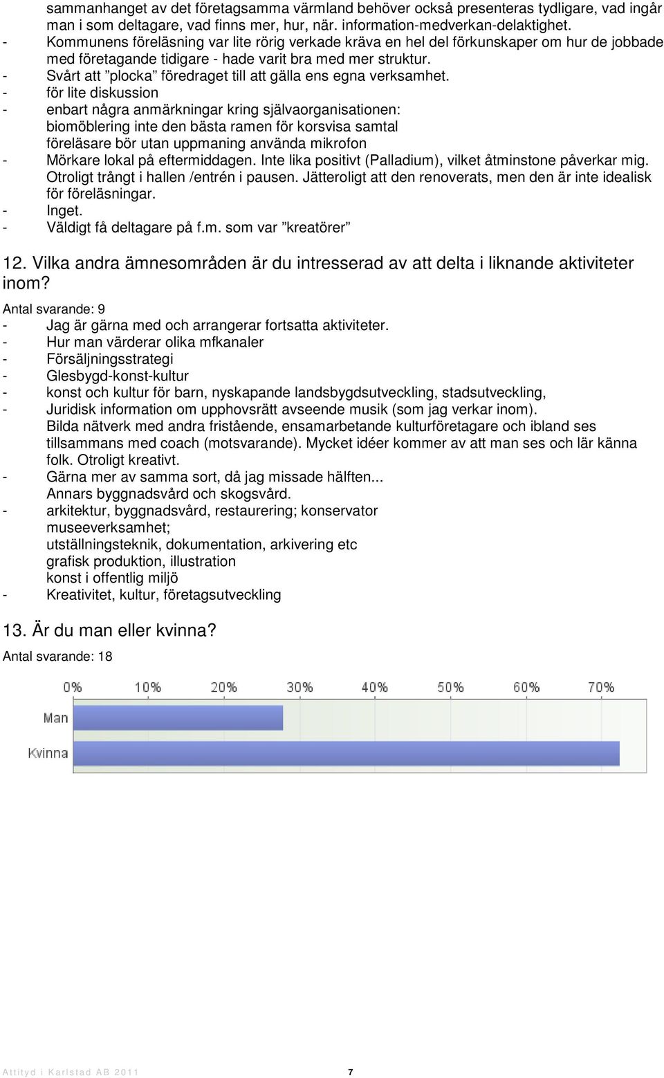 - Svårt att plocka föredraget till att gälla ens egna verksamhet.