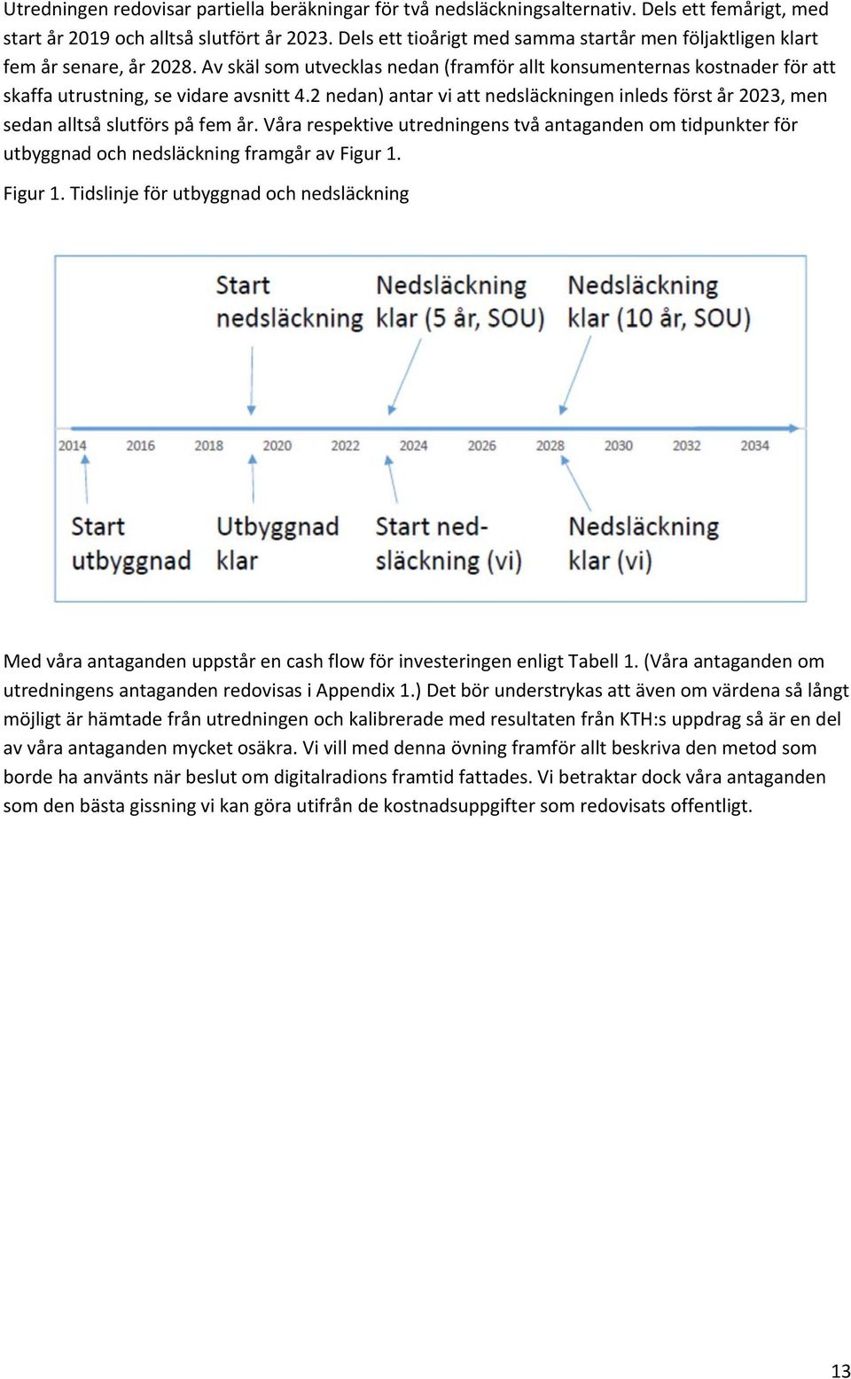 2 nedan) antar vi att nedsläckningen inleds först år 2023, men sedan alltså slutförs på fem år.