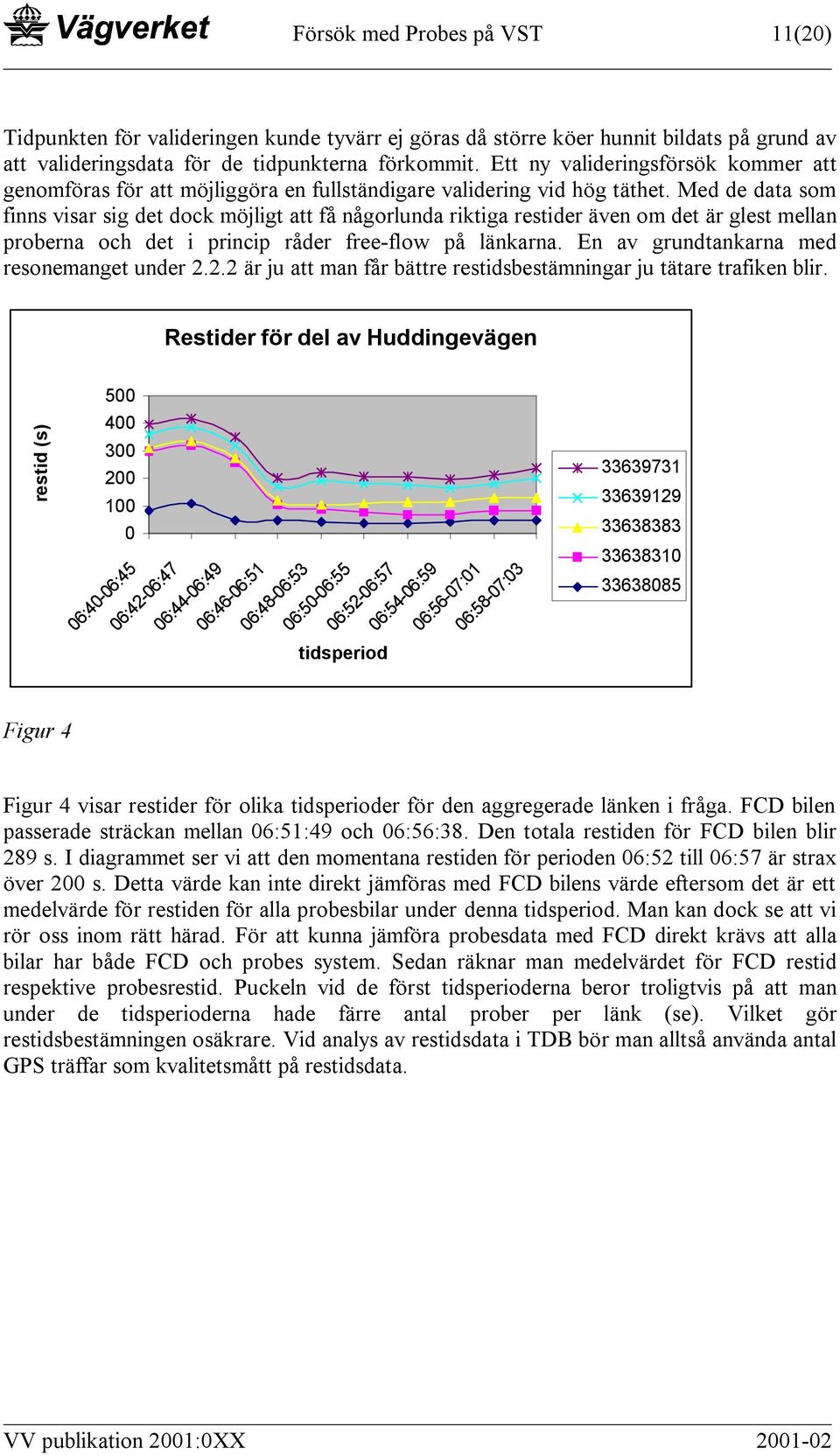 Med de data som finns visar sig det dock möjligt att få någorlunda riktiga restider även om det är glest mellan proberna och det i princip råder free-flow på länkarna.