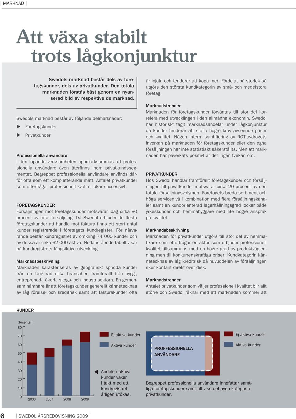 privatkundssegmentet. Begreppet professionella användare används därför ofta som ett kompletterande mått. Antalet privatkunder som efterfrågar professionell kvalitet ökar successivt.