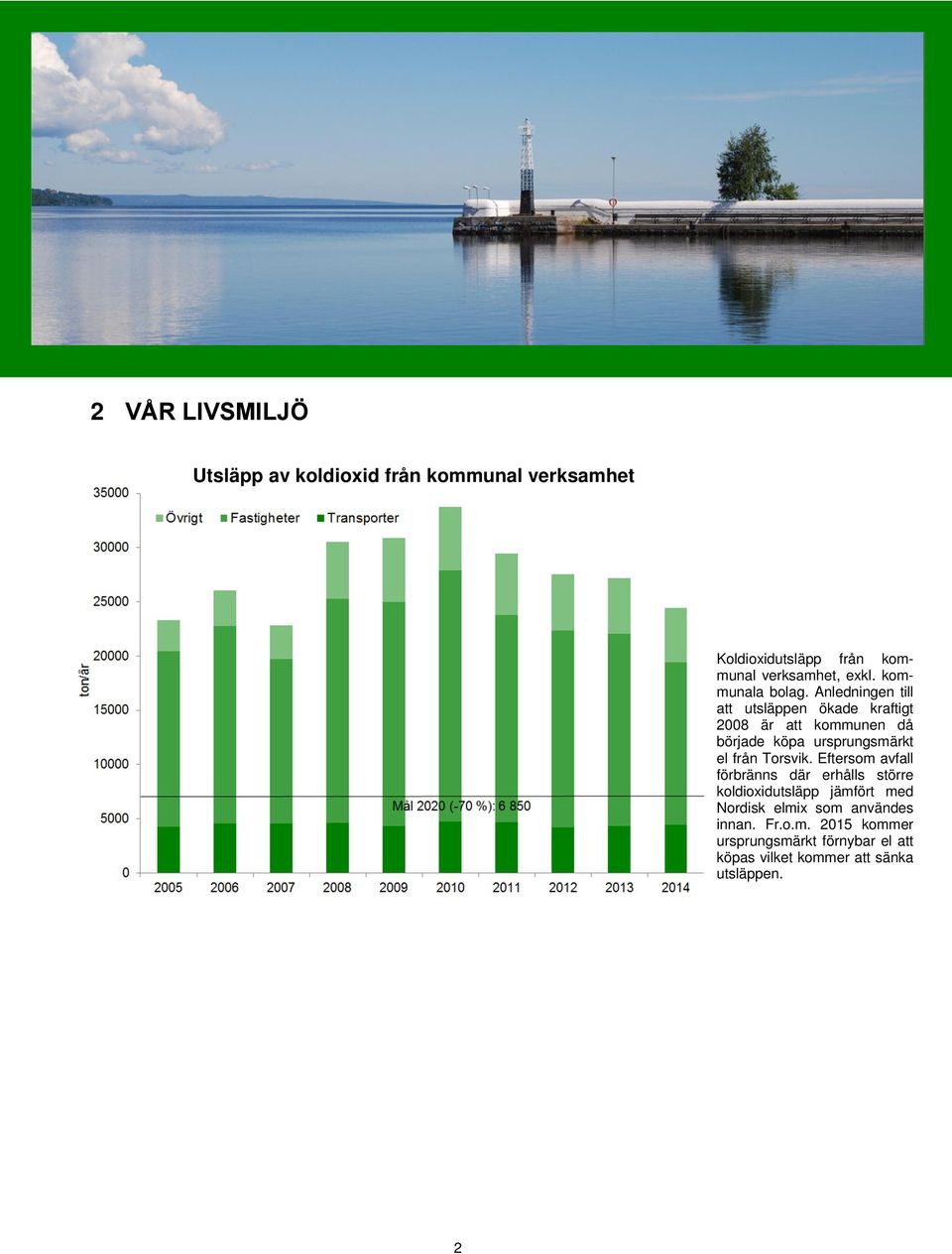 Anledningen till att utsläppen ökade kraftigt 2008 är att kommunen då började köpa ursprungsmärkt el från