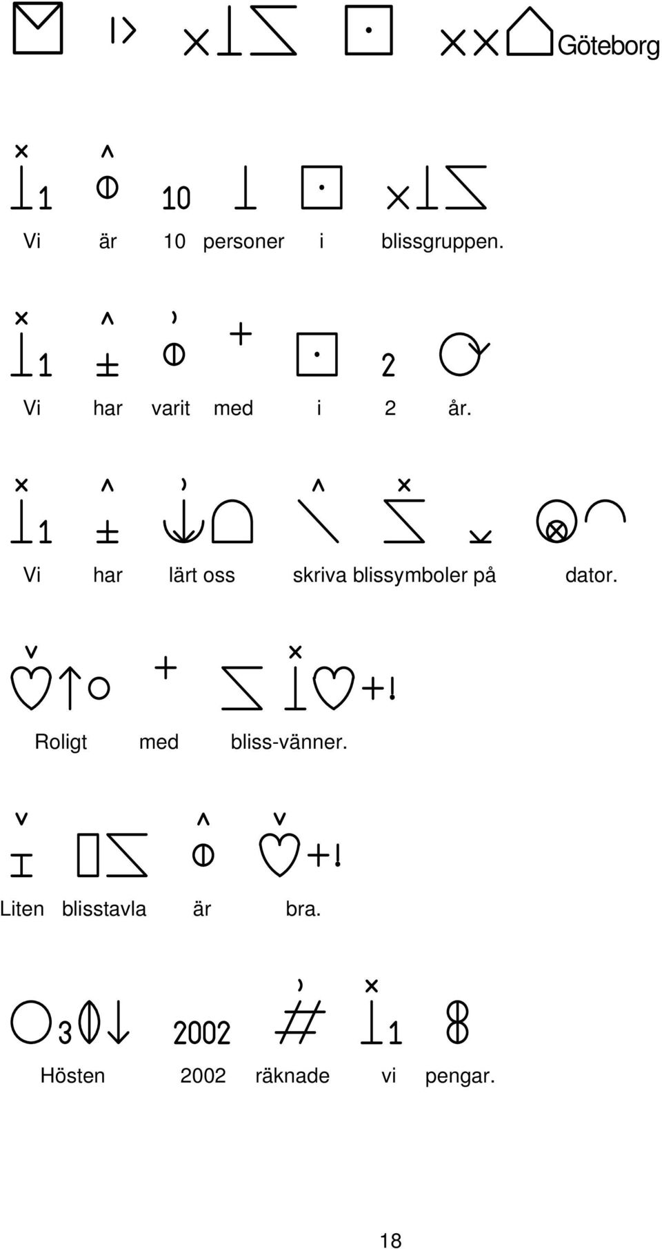 Vi har lärt oss skriva blissymboler på dator.