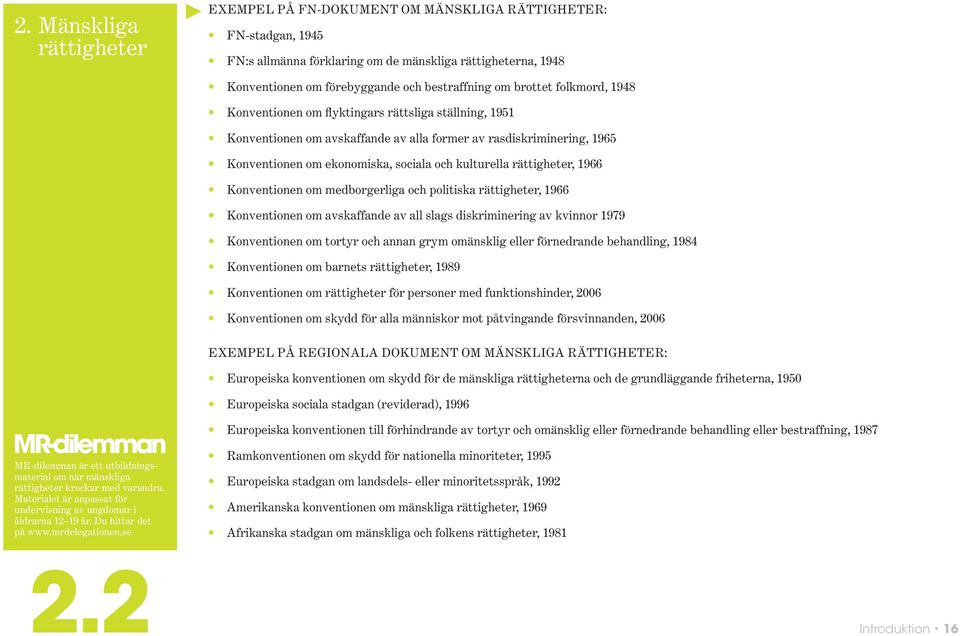 kulturella rättigheter, 1966 Konventionen om medborgerliga och politiska rättigheter, 1966 Konventionen om avskaffande av all slags diskriminering av kvinnor 1979 Konventionen om tortyr och annan