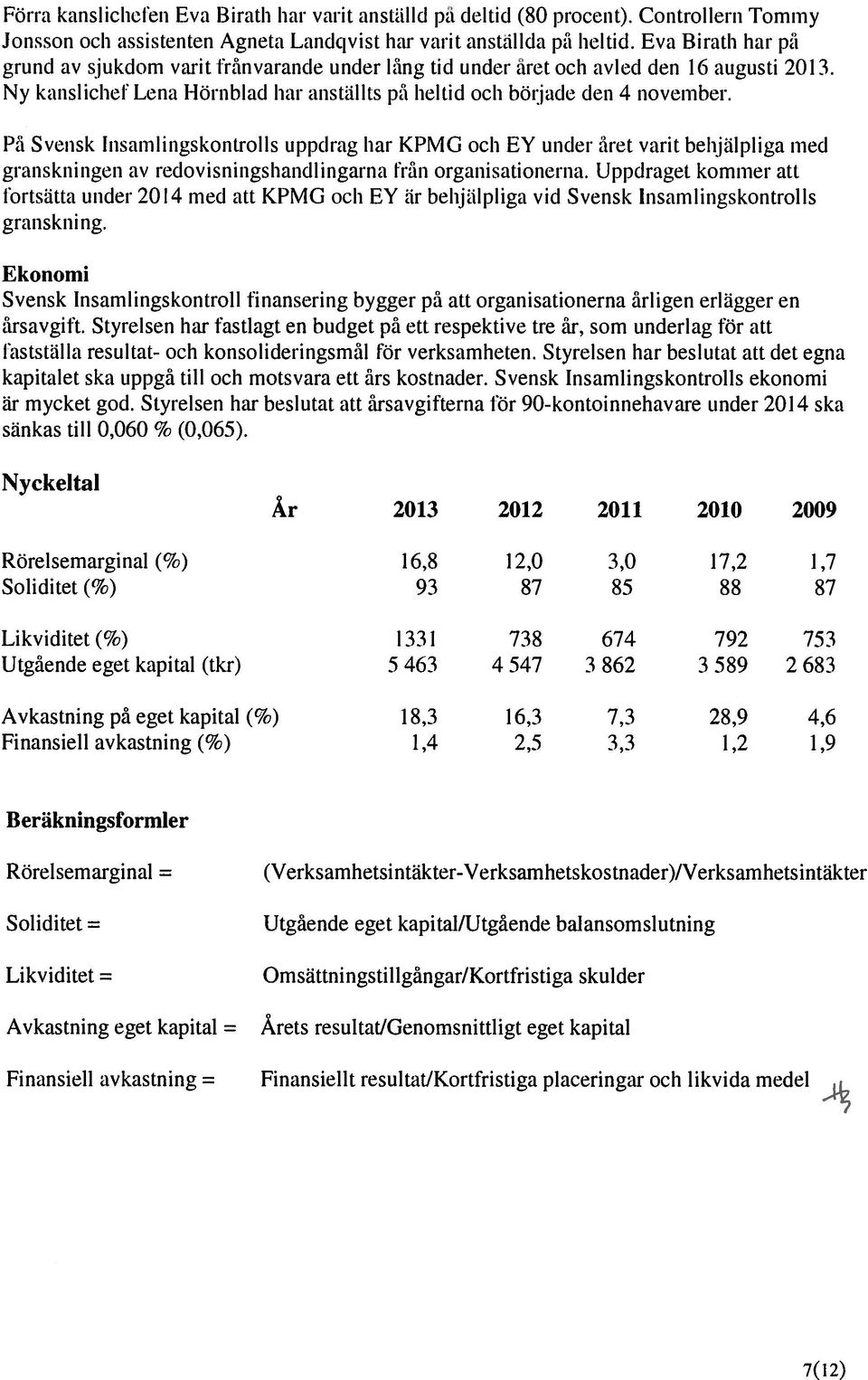 På Svensk Insami i ngskontrol Is uppdrag har KPMG och EY under året varit hehjilpl iga med granskni ngen av redovisningshandlingamna trän organisationerna.