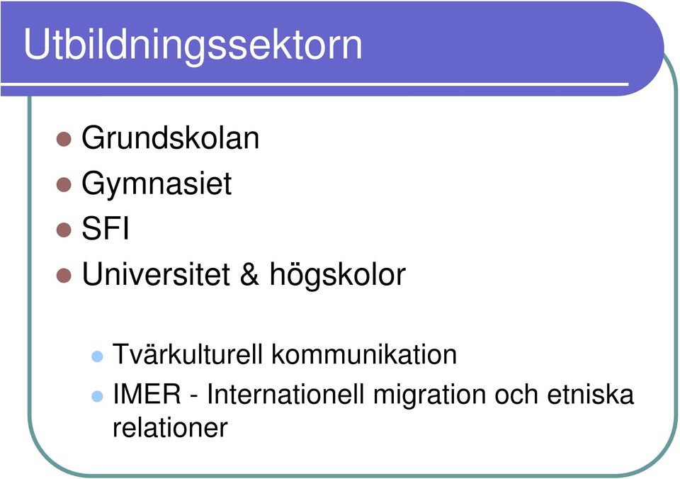 Tvärkulturell kommunikation IMER -