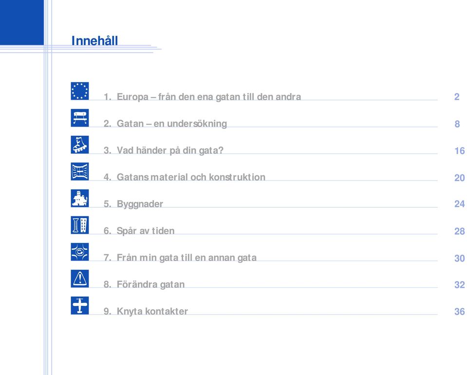 Gatans material och konstruktion 5. Byggnader 8 16 20 24 6.