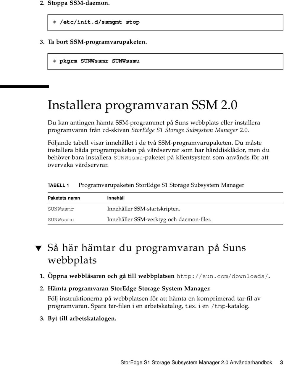 Du måste installera båda programpaketen på värdservrar som har hårddisklådor, men du behöver bara installera SUNWssmu-paketet på klientsystem som används för att övervaka värdservrar.