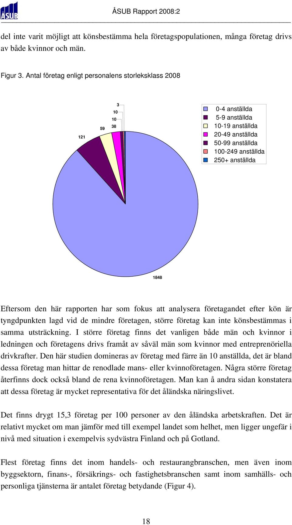 här rapporten har som fokus att analysera företagandet efter kön är tyngdpunkten lagd vid de mindre företagen, större företag kan inte könsbestämmas i samma utsträckning.