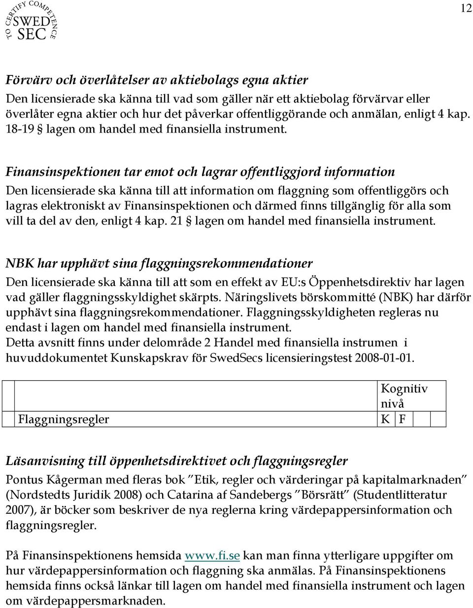 Finansinspektionen tar emot och lagrar offentliggjord information Den licensierade ska känna till att information om flaggning som offentliggörs och lagras elektroniskt av Finansinspektionen och